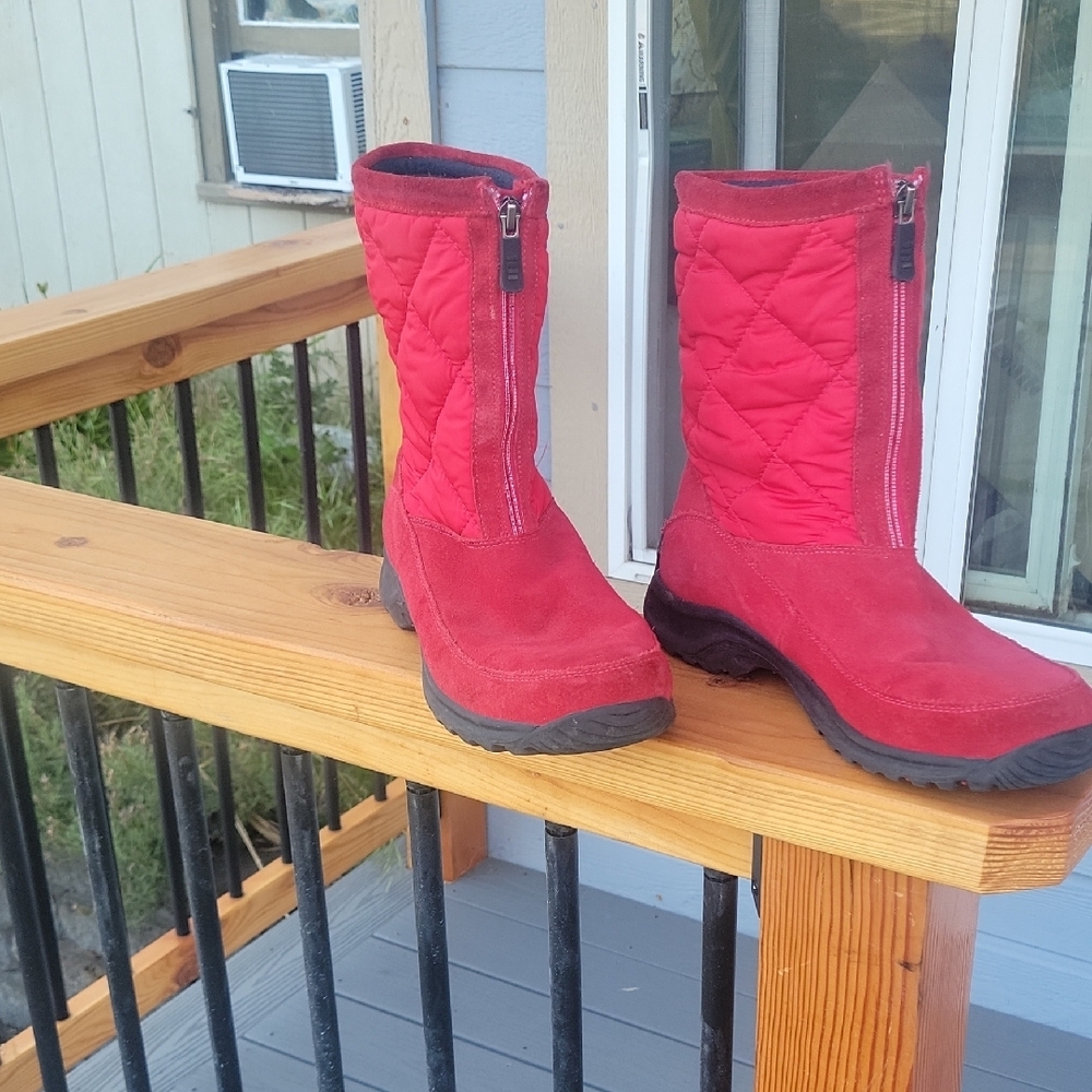 Lands' End Red Suede And Quilted Womens Size 10 Boots. Very Good Shape, Sexyness - Picture 3 of 9